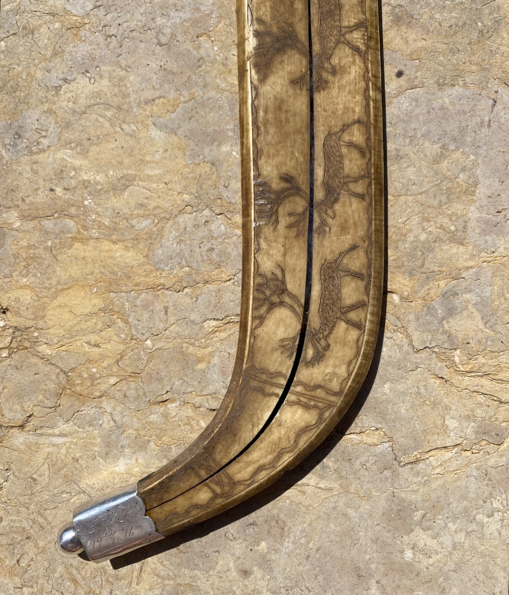 Traditional Sami Knife From Lapland With A Leather And Reindeer Bone Sheath, Early 20th Century-photo-4