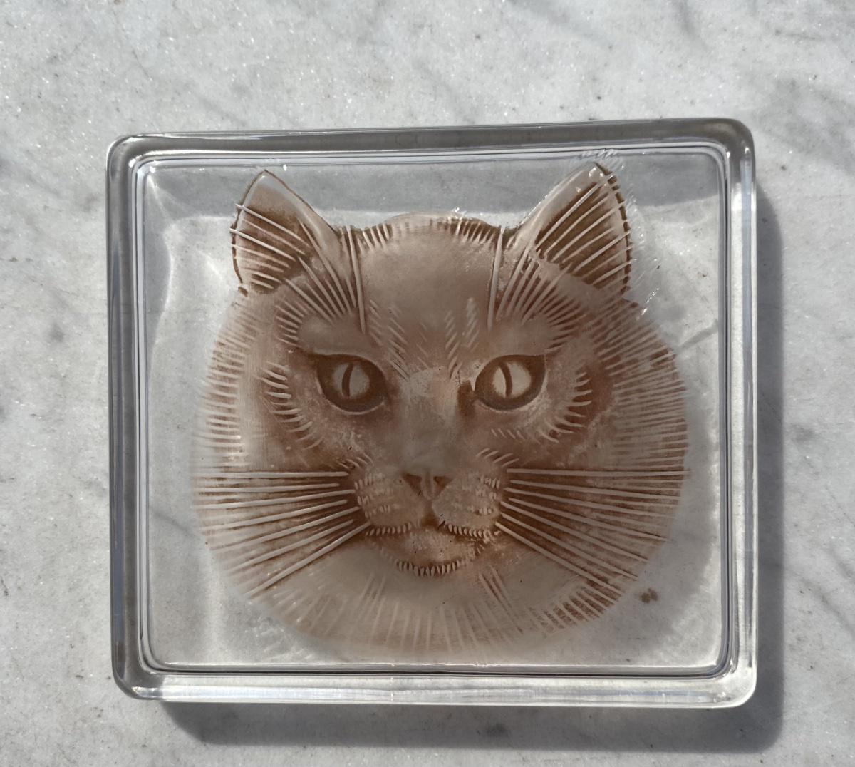 René Lalique boîte en verre moulé Chat Époque Art Déco -photo-4
