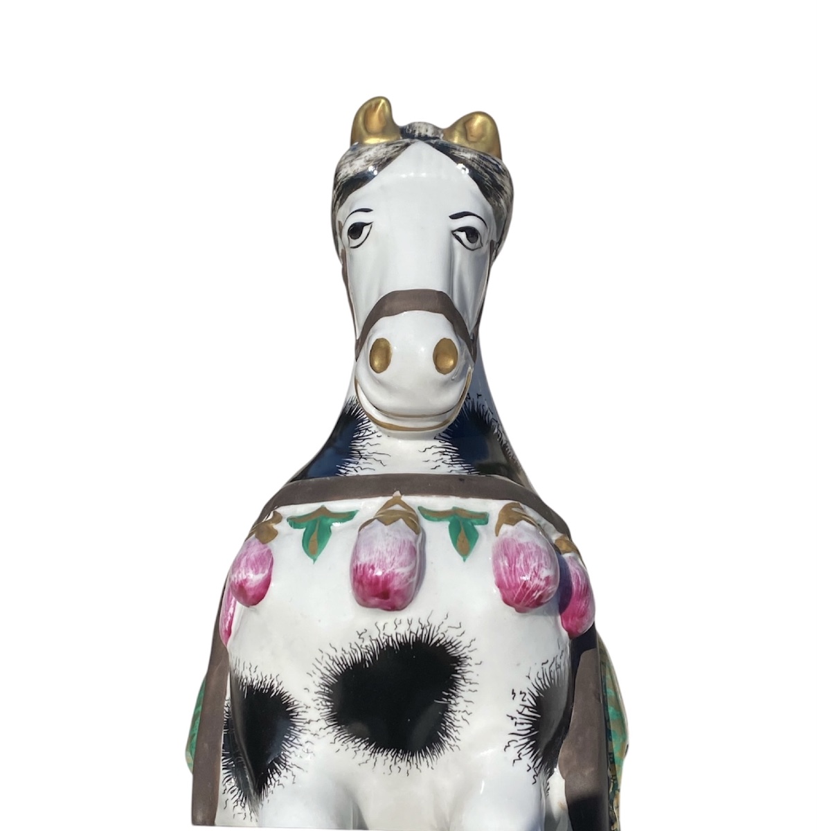 Cheval en porcelaine polychrome signé Giulia Mangani-photo-5