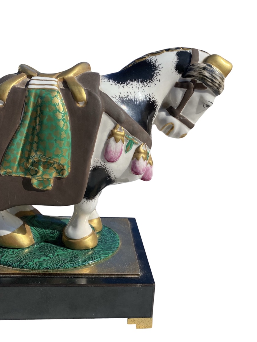 Cheval en porcelaine polychrome signé Giulia Mangani-photo-2