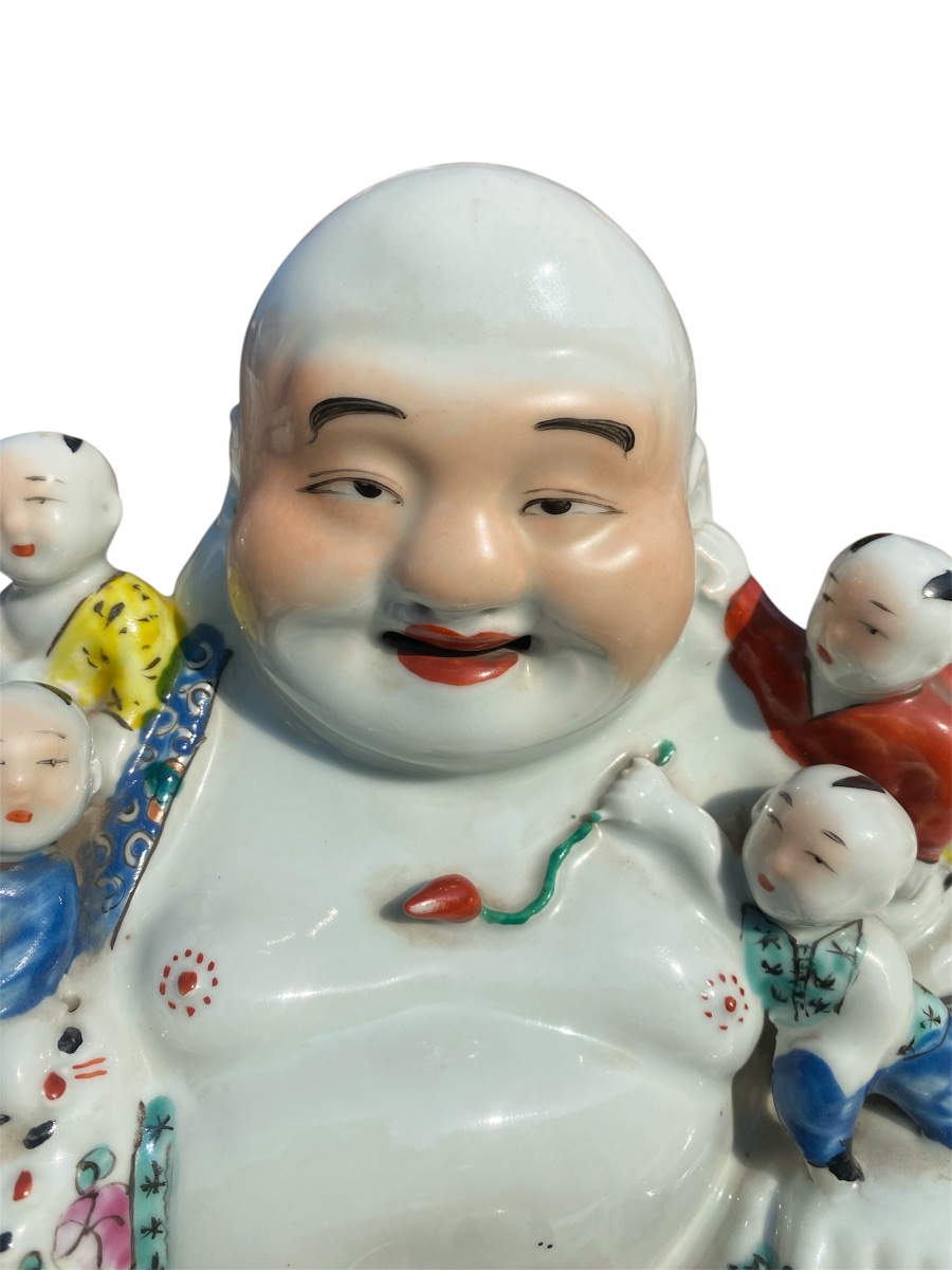 Bouddha rieur Porcelaine de Chine Période République -photo-1