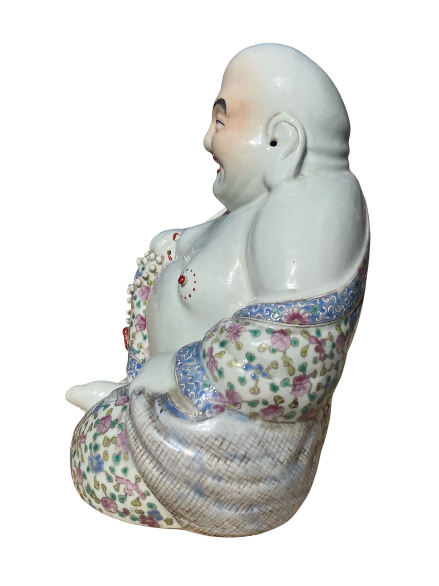 Smiling Buddha, Chinese Porcelain, Republic Period-photo-3