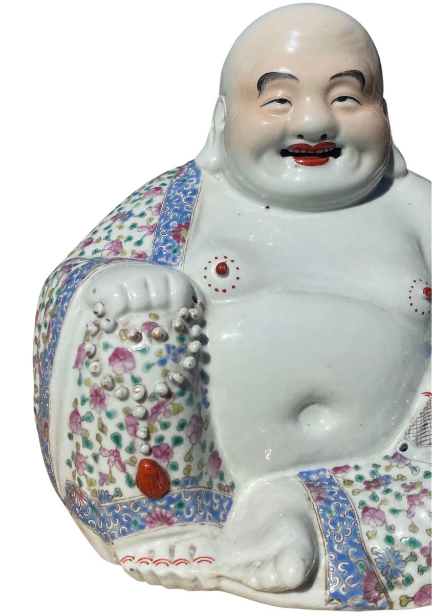 Smiling Buddha, Chinese Porcelain, Republic Period-photo-3