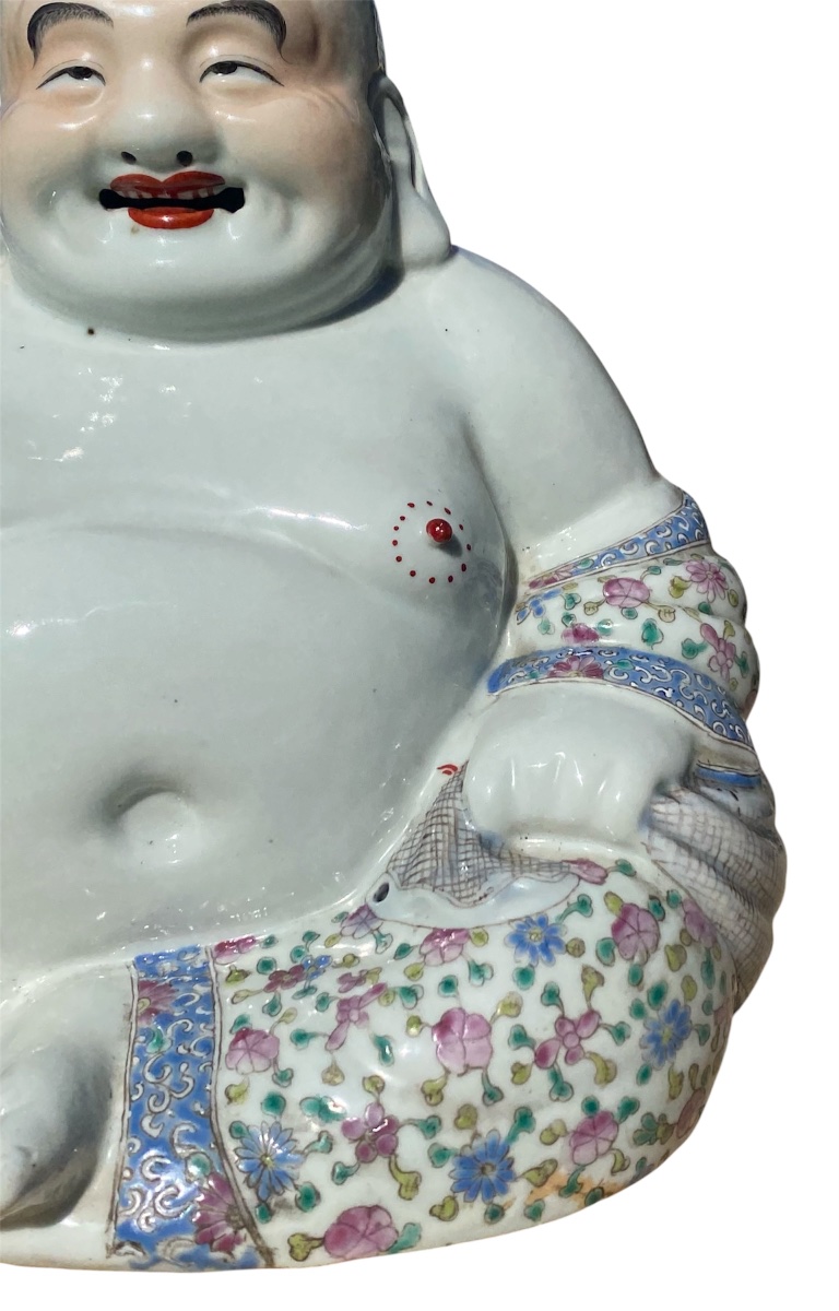 Smiling Buddha, Chinese Porcelain, Republic Period-photo-4