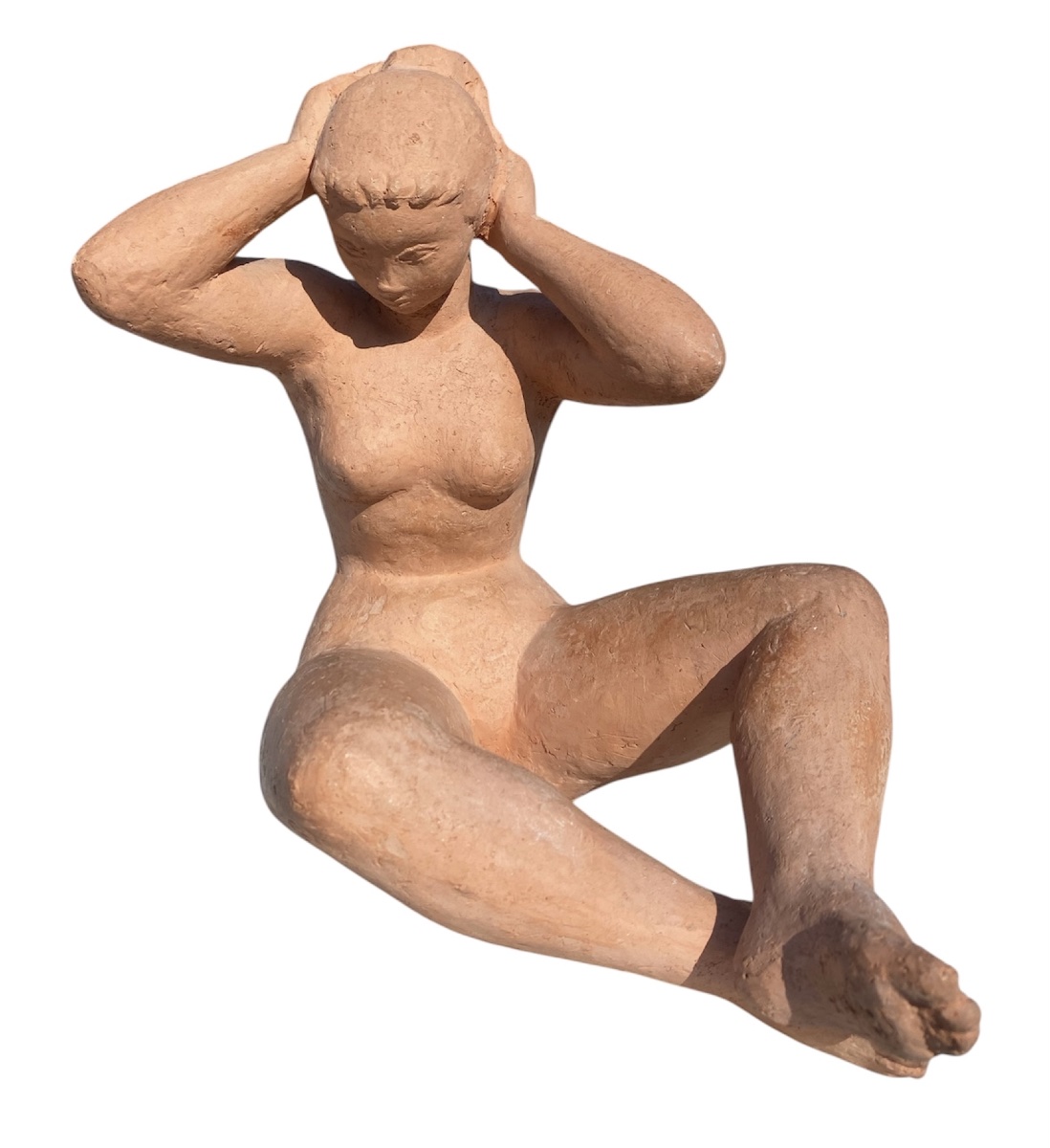 Terracotta Sculpture Signed By Marthe Baumel-schwenck (1913–1992) -photo-1