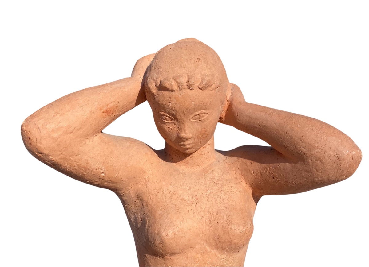 Terracotta Sculpture Signed By Marthe Baumel-schwenck (1913–1992) -photo-5