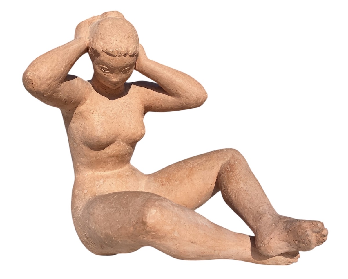 Terracotta Sculpture Signed By Marthe Baumel-schwenck (1913–1992) 