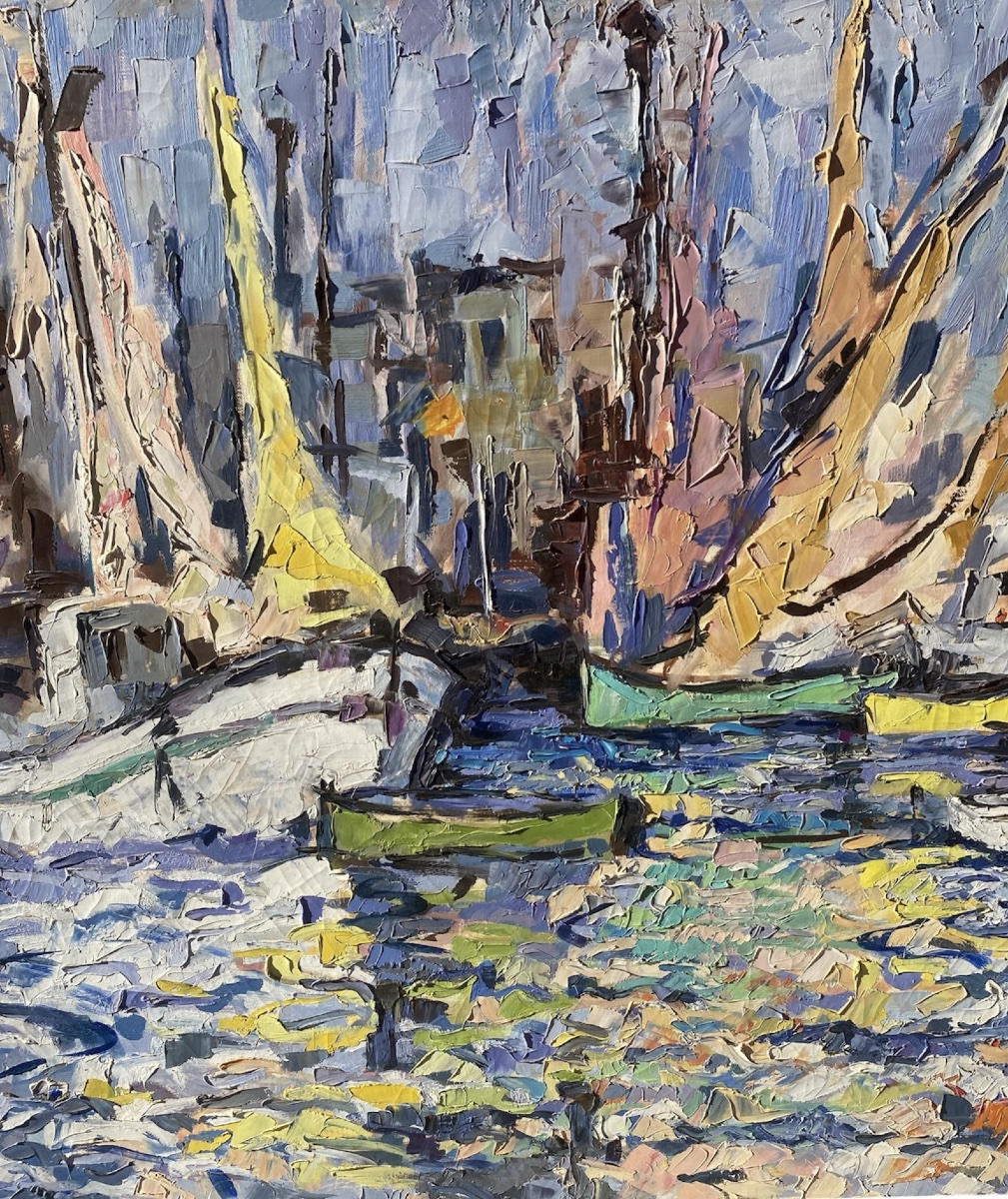 Huile sur toile  signée Pierre Ivaldi Vue du port de Béni Saf Algérie-photo-1