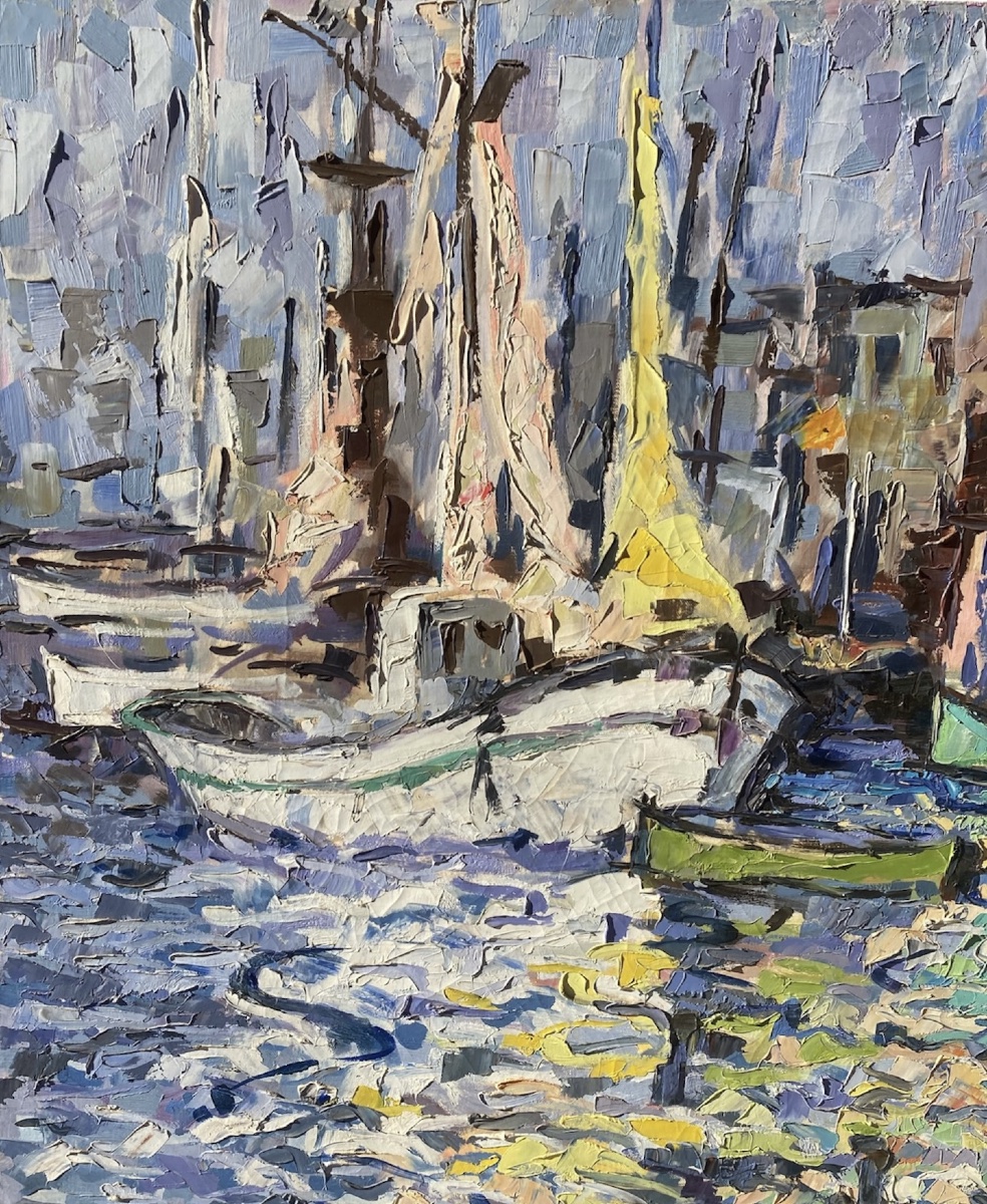 Huile sur toile  signée Pierre Ivaldi Vue du port de Béni Saf Algérie-photo-2