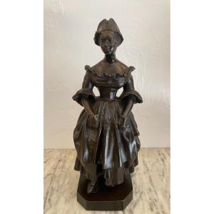 Sculpture Femme En Bronze Fin XIXème Fonte Ancienne