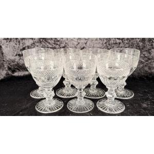 Set Of 7 Trianon-style Saint-louis Crystal Water Glasses