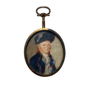 Miniature sur ivoire Portrait d’un citoyen français époque révolutionnaire daté 1798