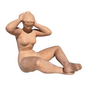 Terracotta Sculpture Signed By Marthe Baumel-schwenck (1913–1992)