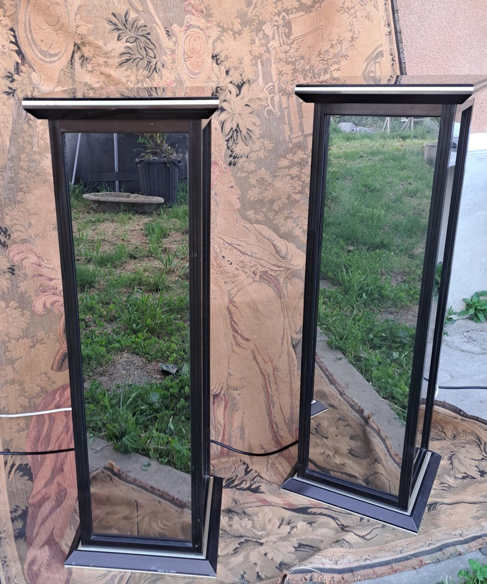 Paire De Colonnes vintage "Miroir" . Roche Bobois .-photo-2
