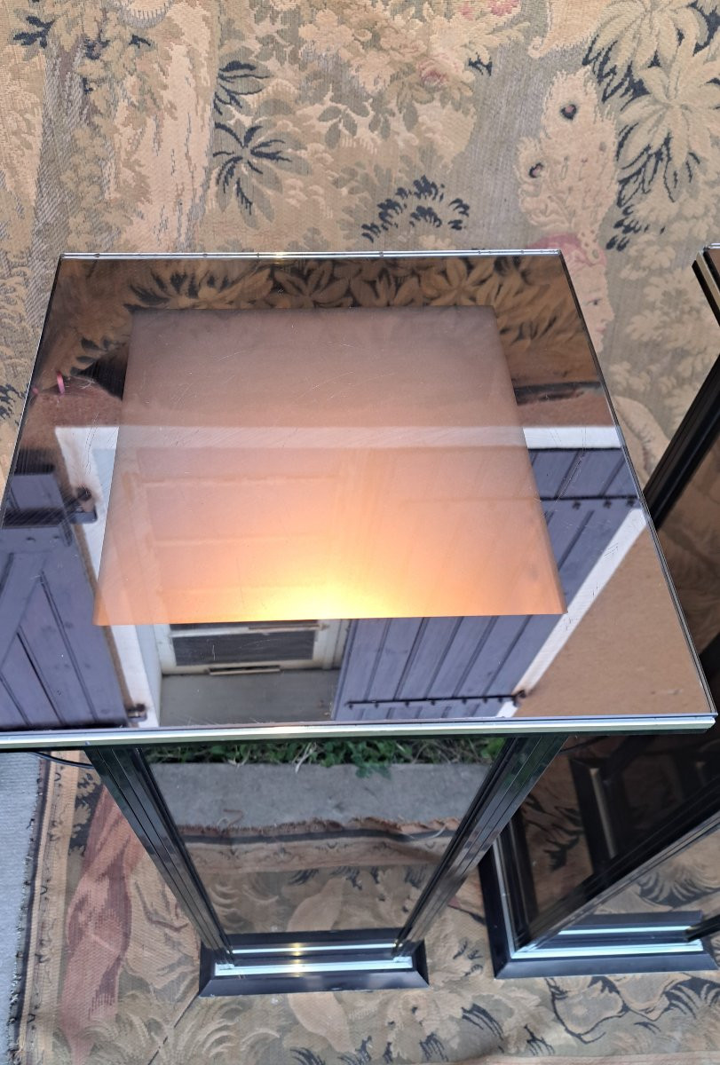 Paire De Colonnes vintage "Miroir" . Roche Bobois .-photo-3