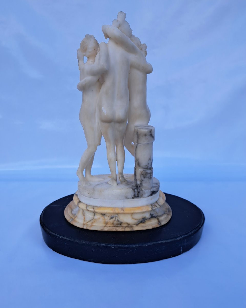 Statuette "the Three Graces" In Marble. -photo-4