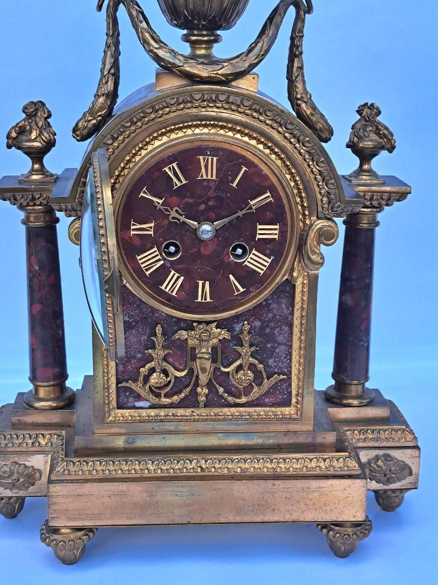 Clock And Pair Of Candelabra. Louis XVI. -photo-3