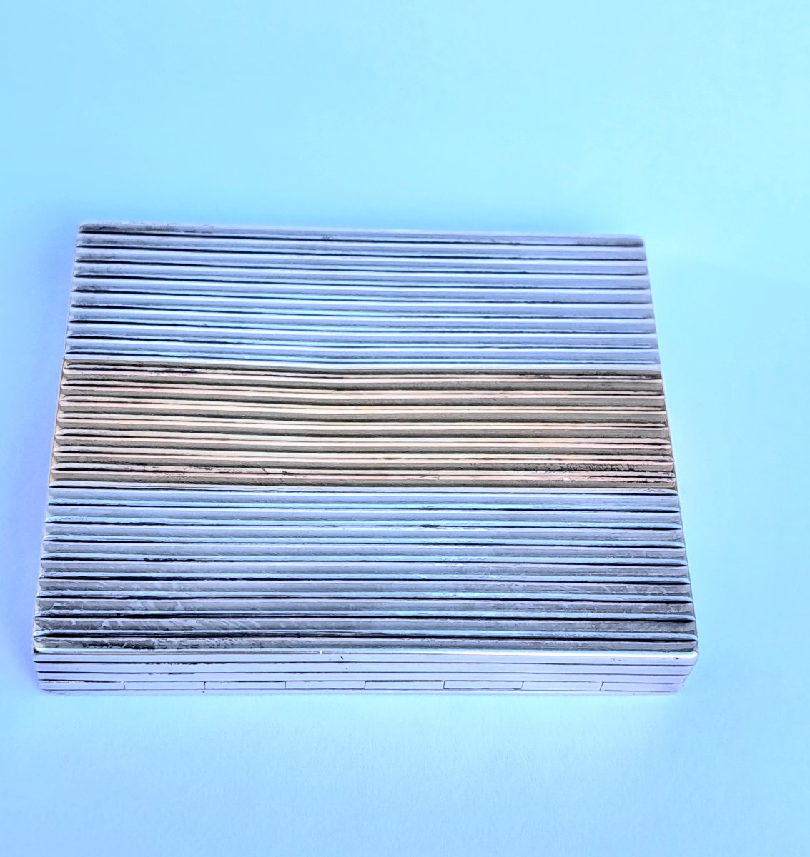 "cartier" Home Powder Compact, Silver And Vermeil. -photo-3