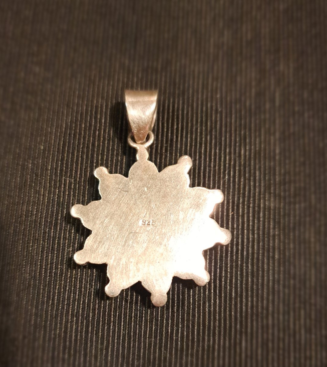 Silver, Turquoise And Coral Pendant. -photo-3