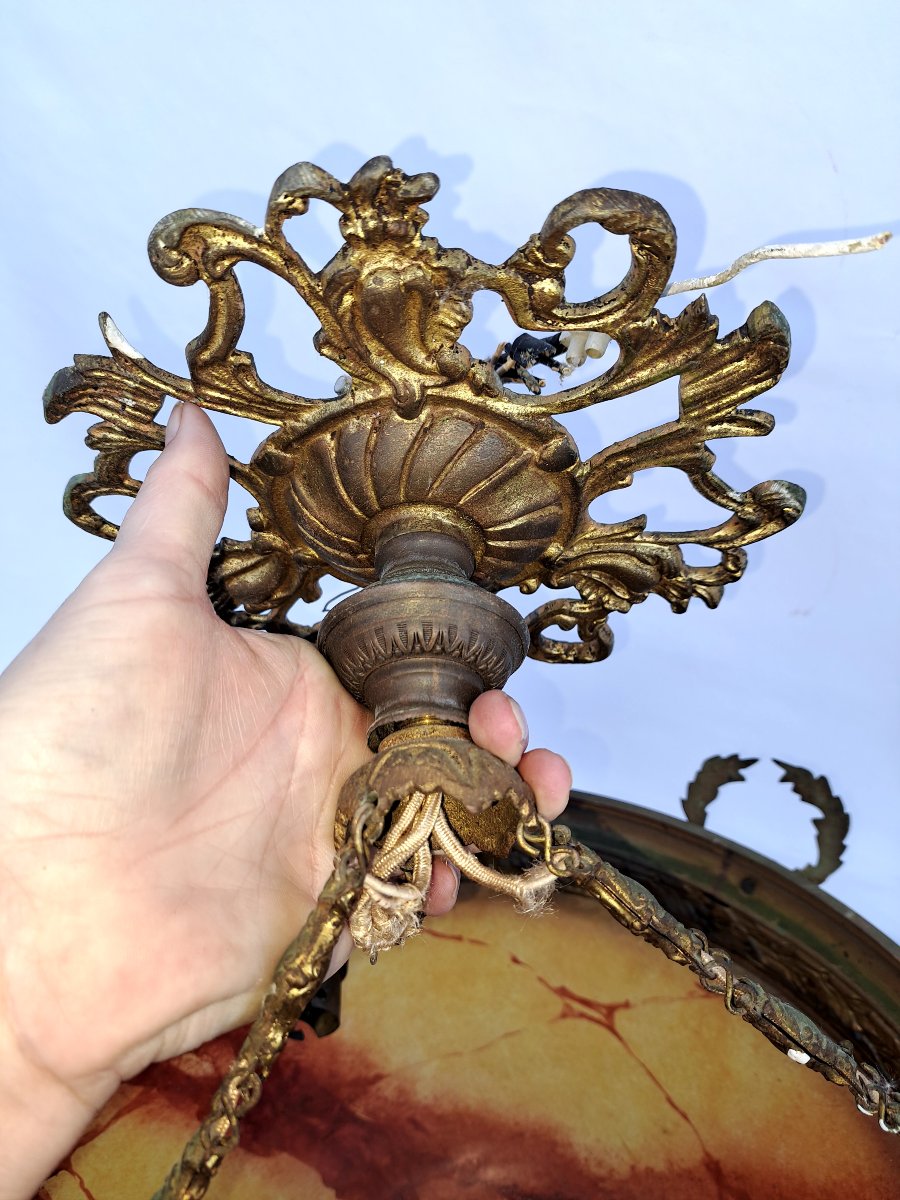 Chandelier, Subscription In Pâte De Verre And Lotion. Year 1900.-photo-4
