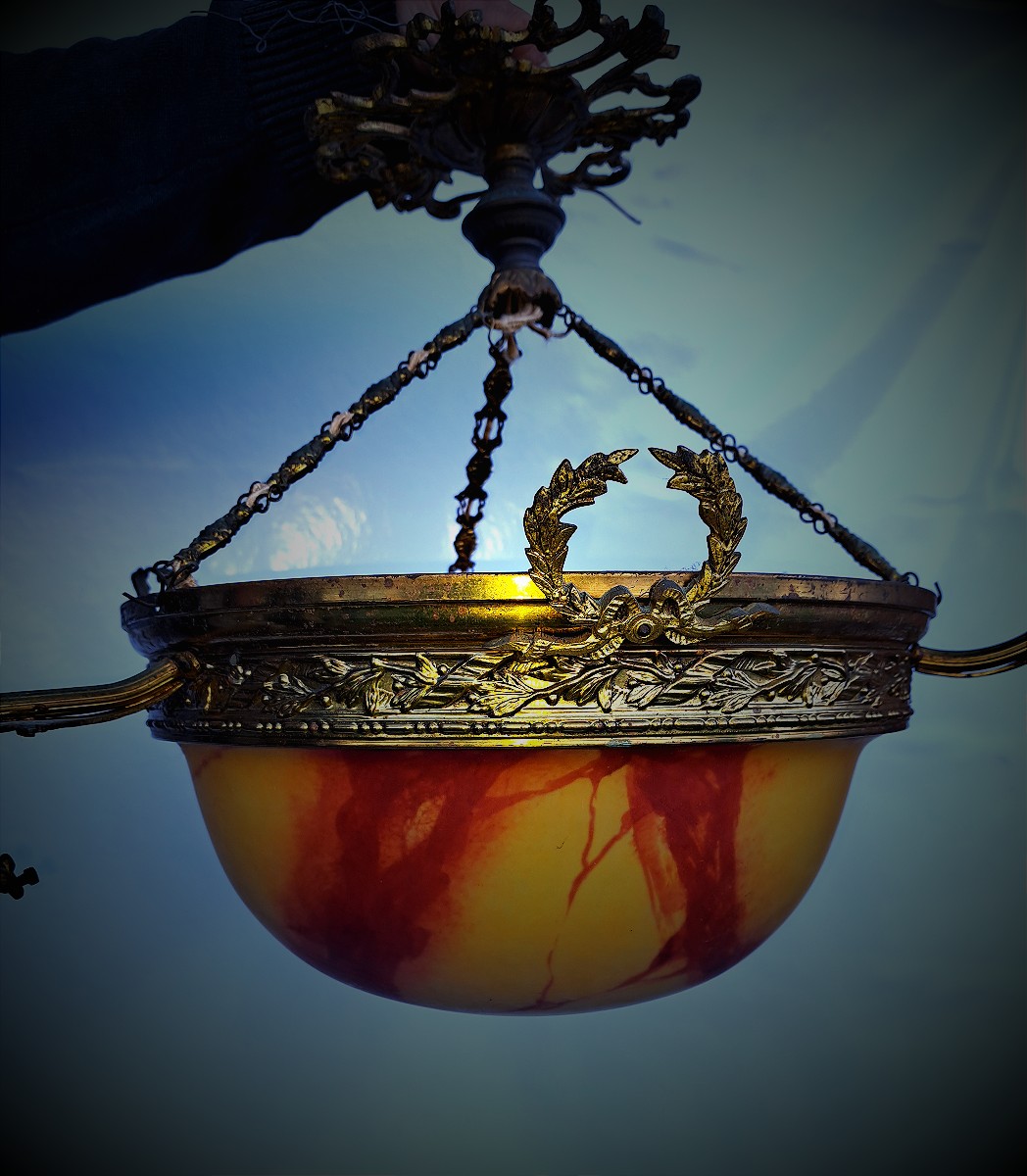 Chandelier, Subscription In Pâte De Verre And Lotion. Year 1900.