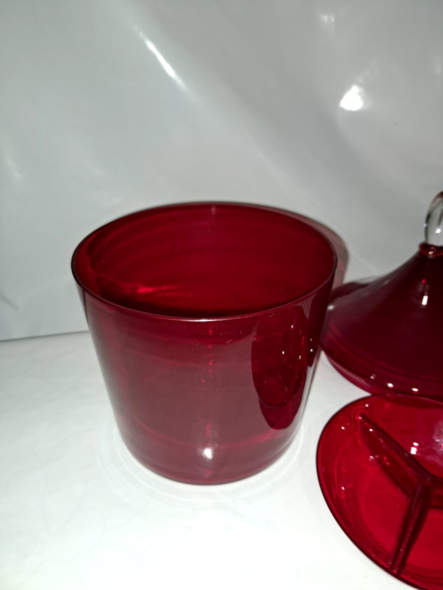 Bonbonnière en verre Empoli de Rossini. Année 1960/70.-photo-3