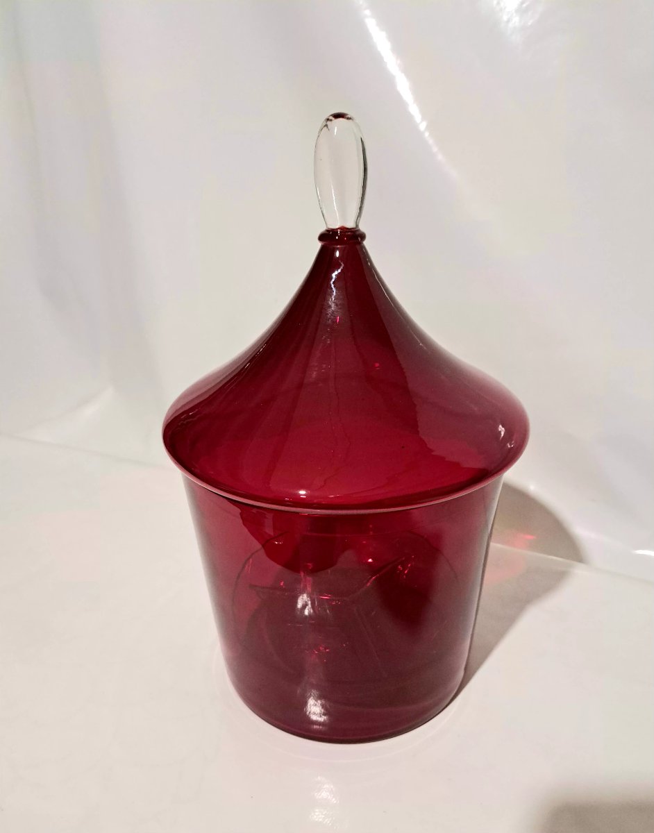 Bonbonnière en verre Empoli de Rossini. Année 1960/70.