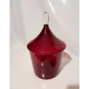 Empoli Glass Candy Jar By Rossini. 1960s–1970s.
