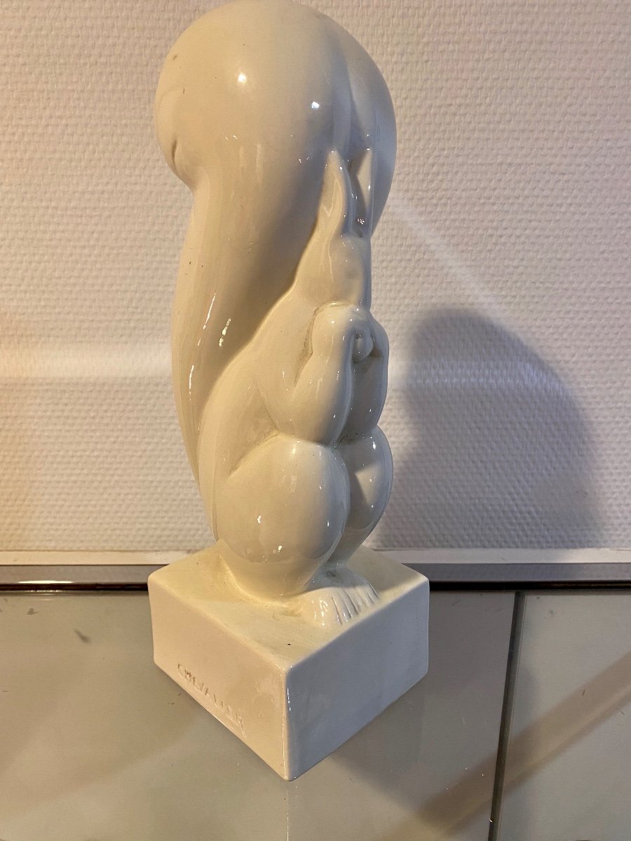Art Deco White Ceramic Squirrel Knight