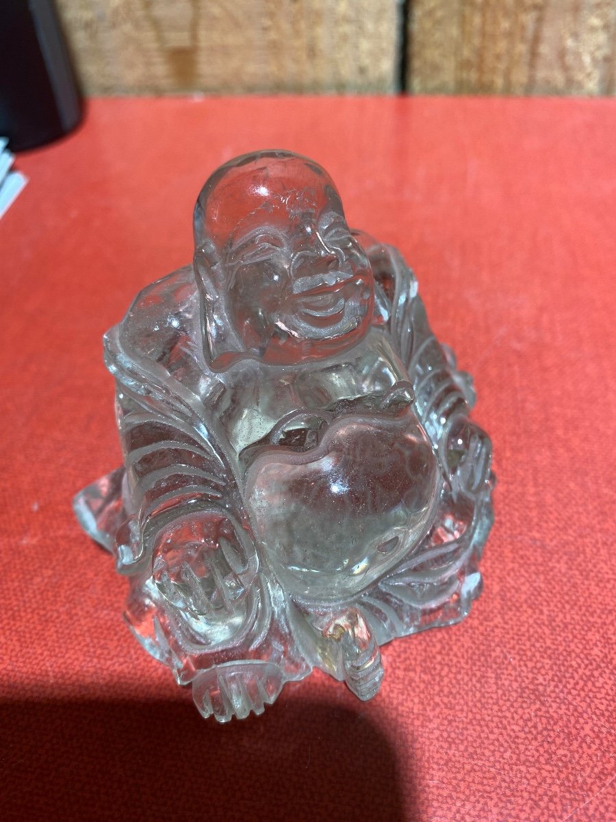 Bouddha Rieur En Cristal De Roche-photo-1