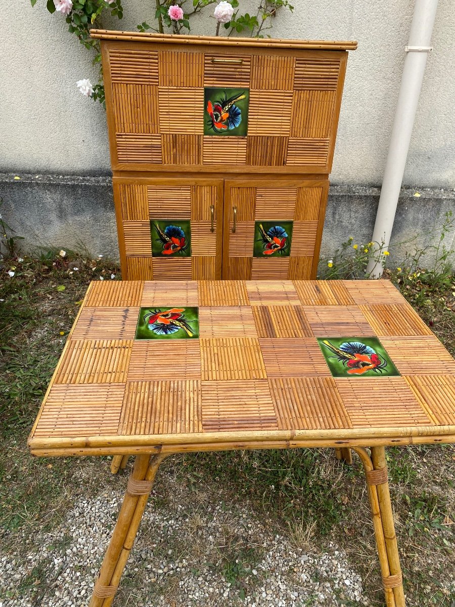 Audoux Et Minet Buffet En Rotin Et Céramique -photo-4