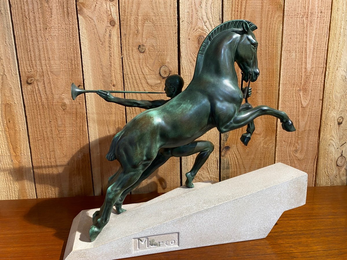 Max Le Verrier Sculpture « l’appel » Art Deco-photo-3