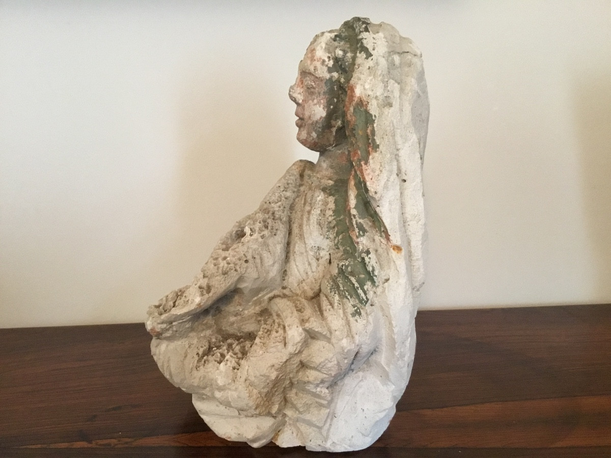 Stone Sculpture Of The Virgin And Child, 15th/16th Century -photo-3