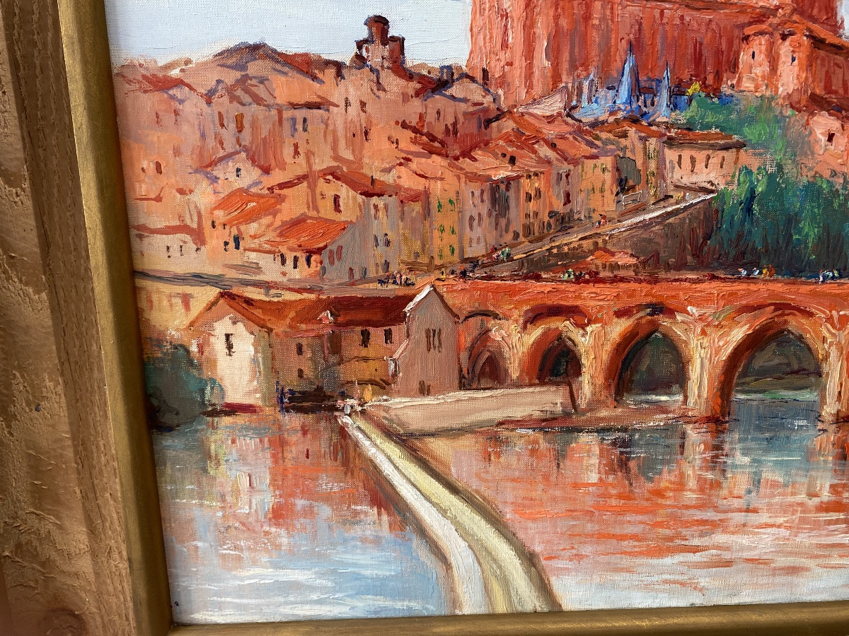 Joseph Crozes Huile sur toile « Albi et la Cathédrale « -photo-2