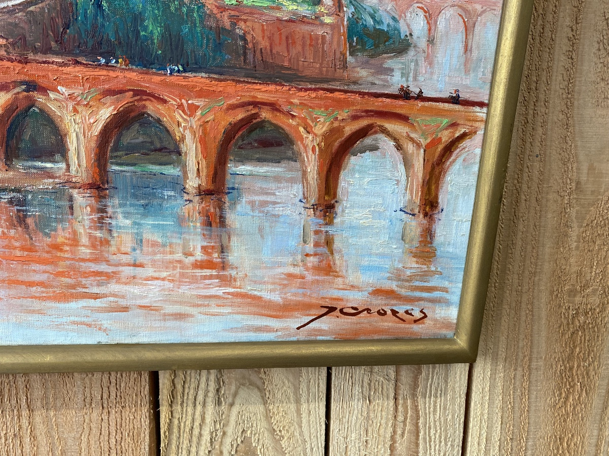 Joseph Crozes Huile sur toile « Albi et la Cathédrale « -photo-3