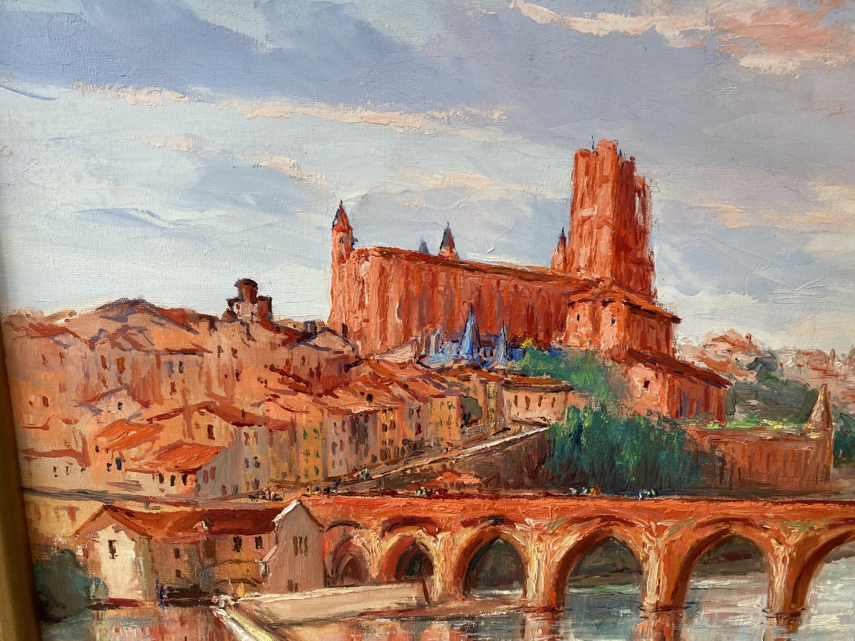 Joseph Crozes Huile sur toile « Albi et la Cathédrale « -photo-4