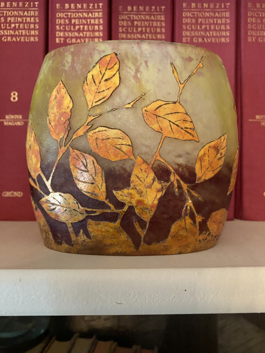 Daum Nancy Autumn Foliage Vase 1920-photo-2