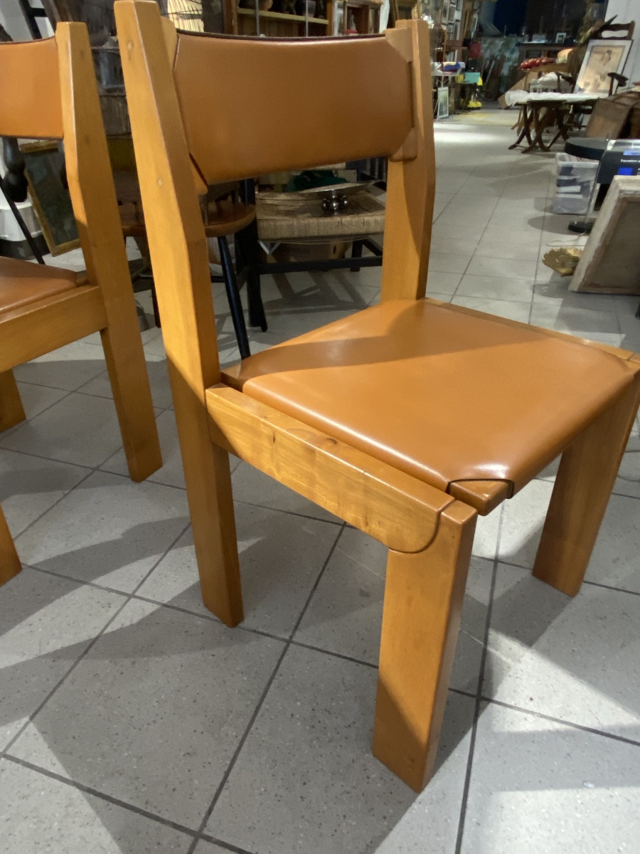 Luigi Gorgoni Six Elm Chairs 1970-photo-2