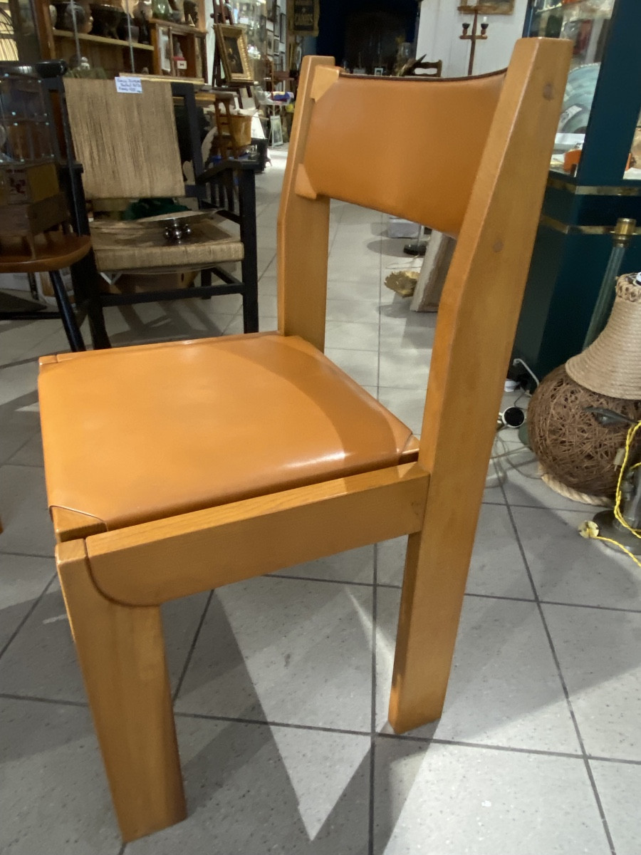 Luigi Gorgoni Six Elm Chairs 1970
