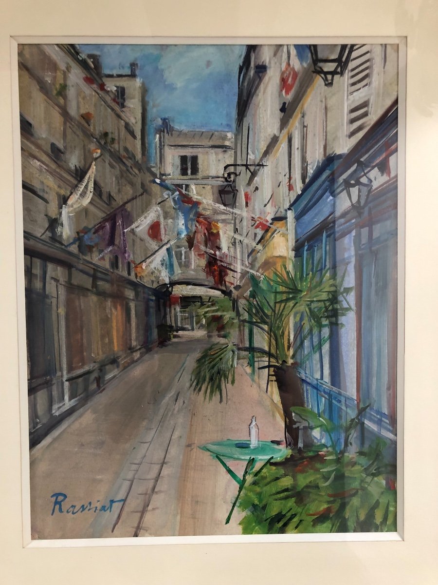 Marc Rassiat Gouache  Sur Papier Rue De Paris-photo-2