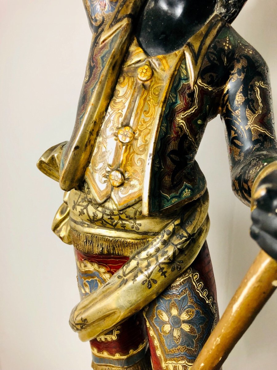 Very Interesting Nubian Gondolier Carrying A Torchere Venice End XIX Eme-photo-4