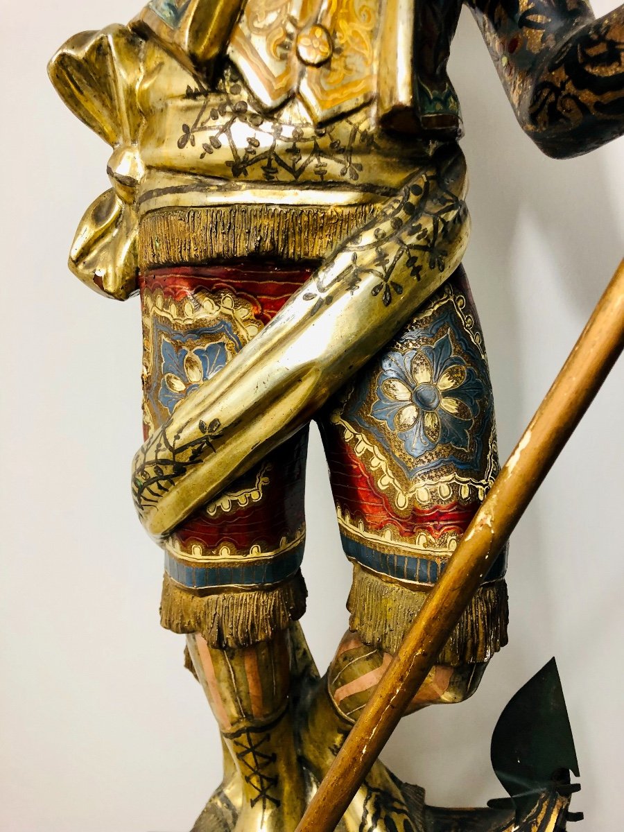 Very Interesting Nubian Gondolier Carrying A Torchere Venice End XIX Eme-photo-8