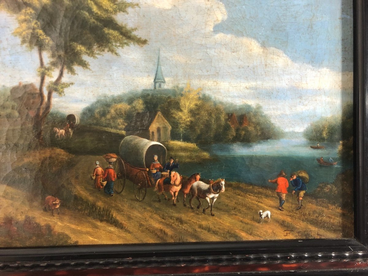 École flamande XVIIIéme  huile sur toile -photo-3
