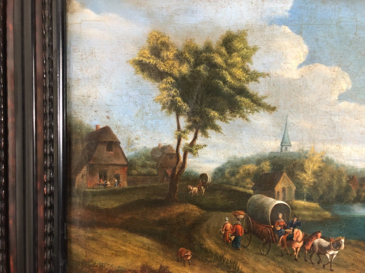 École flamande XVIIIéme  huile sur toile -photo-4