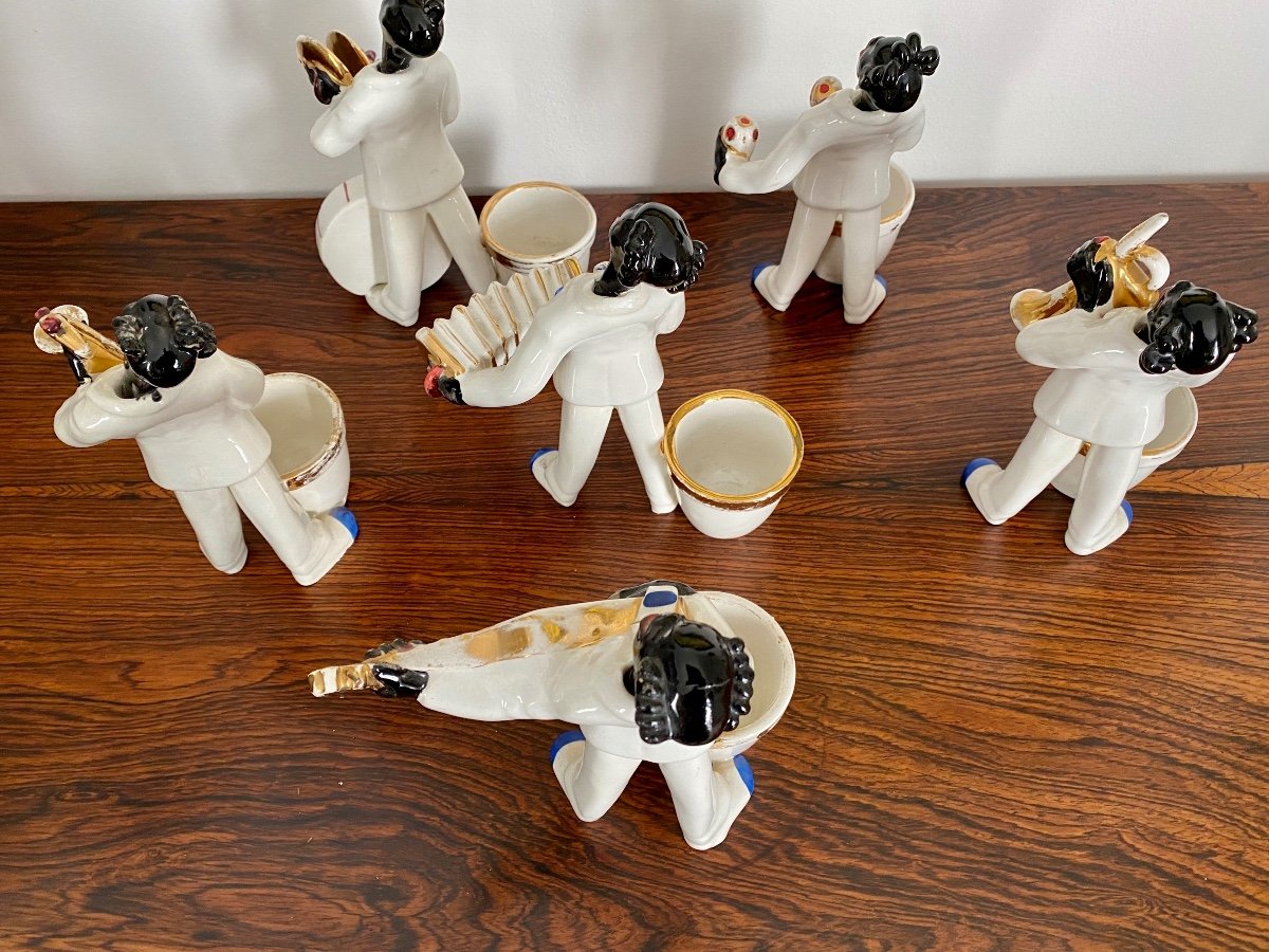 Jazz Band Orchestra In Polychrome Ceramic 1920/1930-photo-1