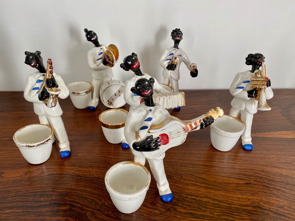 Jazz Band Orchestra In Polychrome Ceramic 1920/1930