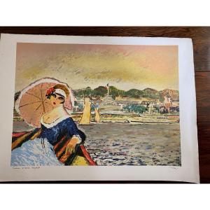 Ramon Dilley Lithographie épreuve D’artiste Evian