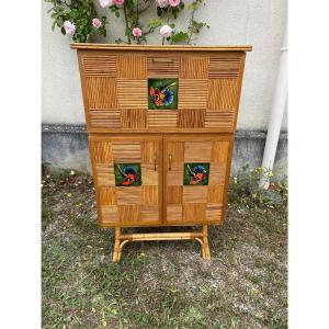 Audoux Et Minet Buffet En Rotin Et Céramique 