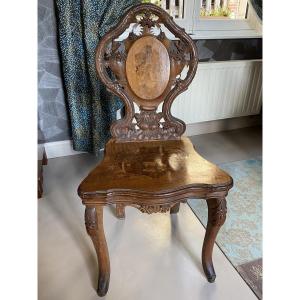 Swiss Chair With Edelweiss, 19th Century 