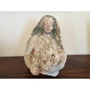 Sculpture en pierre de la vierge à l’enfant XV/XVI éme 